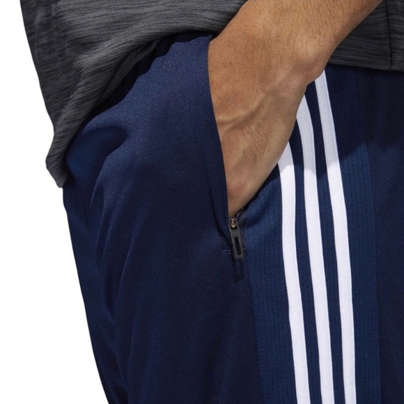 Adidas Blue Three Strip Logo Men Active Shorts - Picture 4 of 8